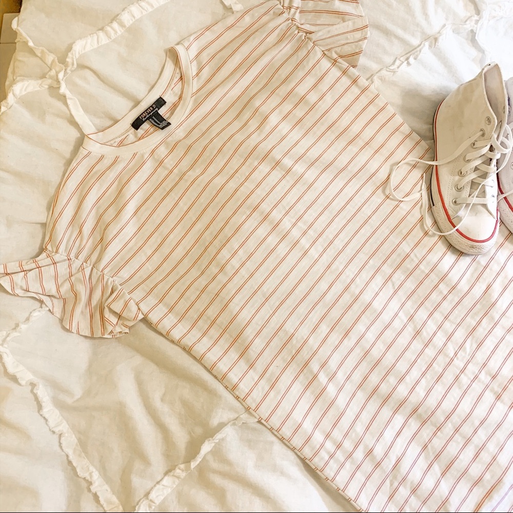 Ruffled Sleeve Striped T-Shirt Dress